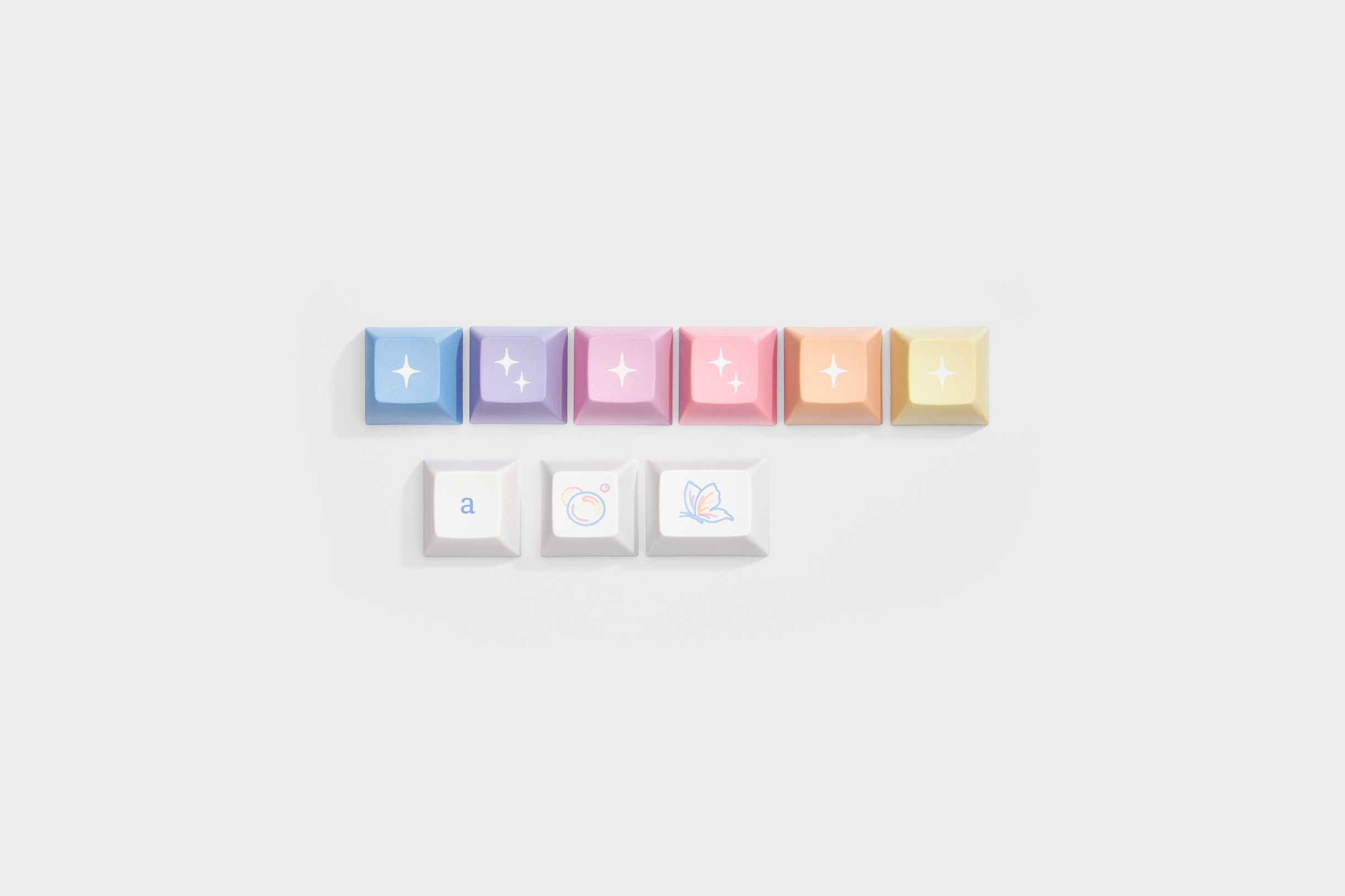 KAT Iridescent keycaps in studio lighting