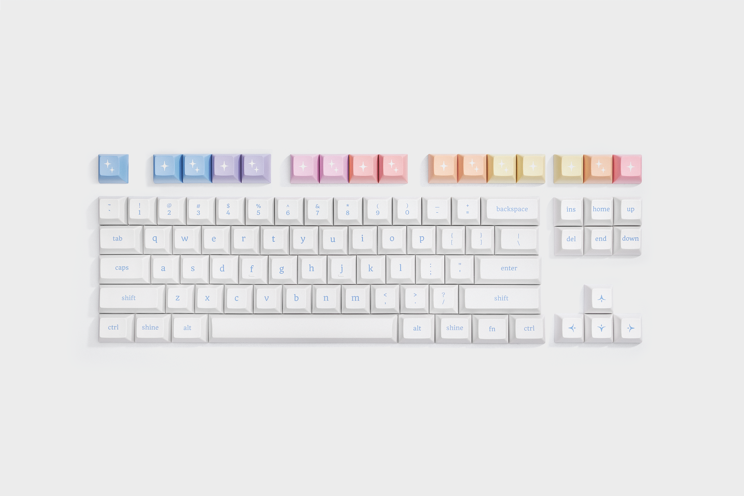 KAT Iridescent keycaps in studio lighting